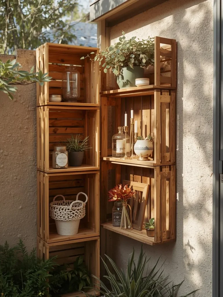 Rustic Crate Shelves